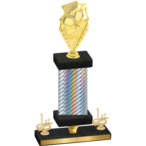 Premium Single Silver Carbon Fiber First Place Pickleball Trophy