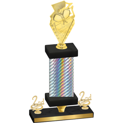 Premium Single Silver Carbon Fiber Second Place Pickleball Trophy