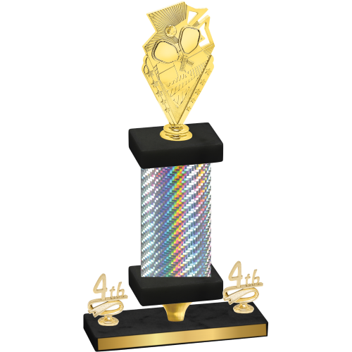 Premium Single Silver Carbon Fiber Fourth Place Pickleball Trophy