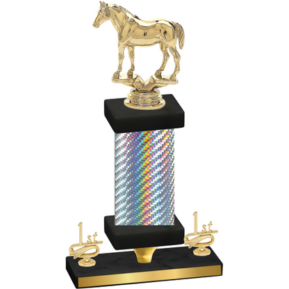 Premium Single Silver Carbon Fiber First Place Horses Trophy