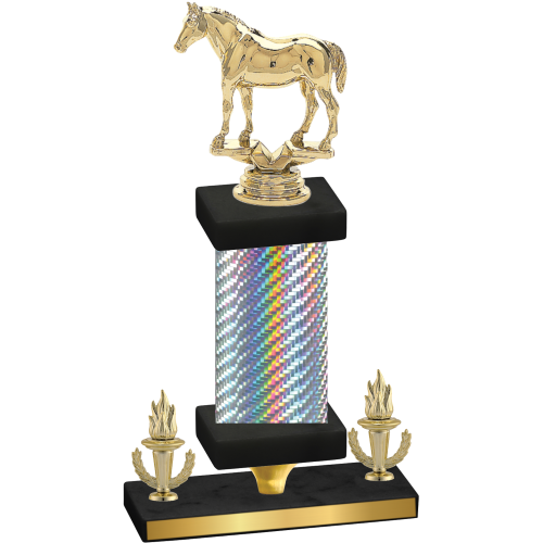 Premium Single Silver Carbon Fiber Victory Horses Trophy