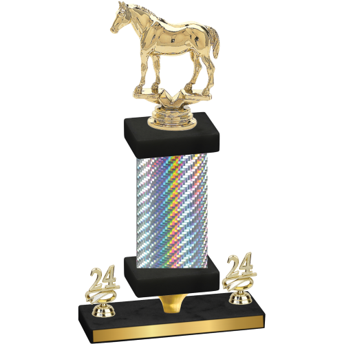 Premium Single Silver Carbon Fiber Year Horses Trophy