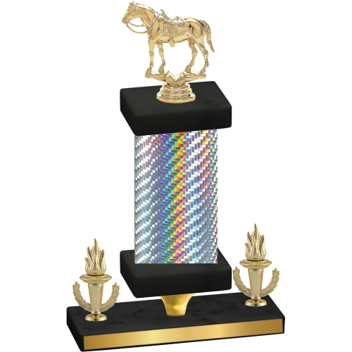 Premium Single Silver Carbon Fiber Victory Horses Trophy