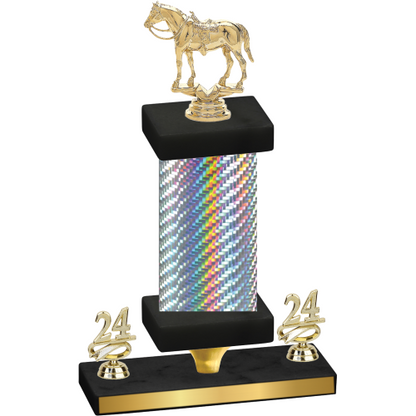 Premium Single Silver Carbon Fiber Year Horses Trophy