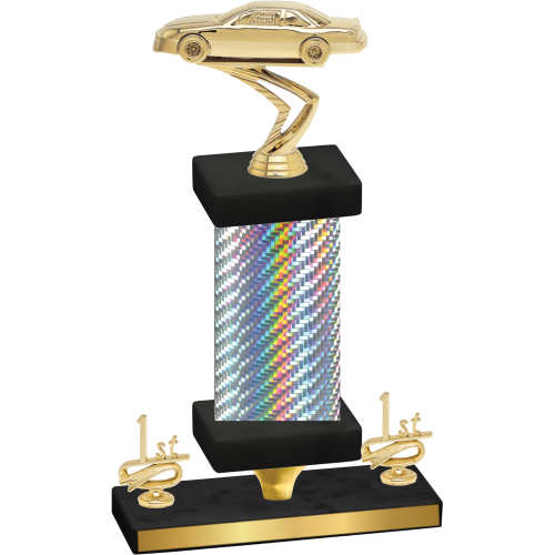 Premium Single Silver Carbon Fiber First Place Cars Trophy