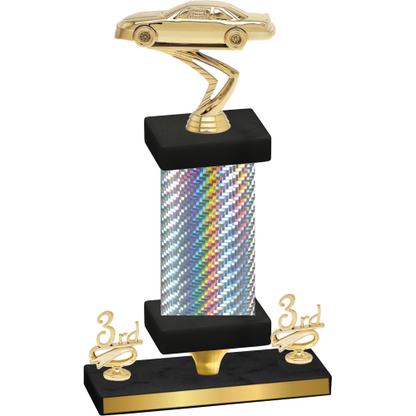 Premium Single Silver Carbon Fiber Third Place Cars Trophy