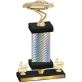 Premium Single Silver Carbon Fiber Fourth Place Cars Trophy