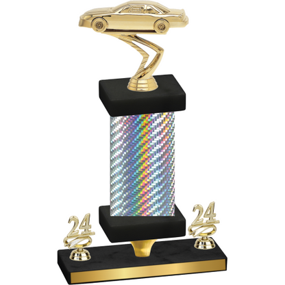 Premium Single Silver Carbon Fiber Year Cars Trophy