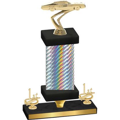 Premium Single Silver Carbon Fiber First Place Cars Trophy