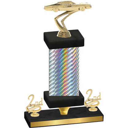 Premium Single Silver Carbon Fiber Second Place Cars Trophy