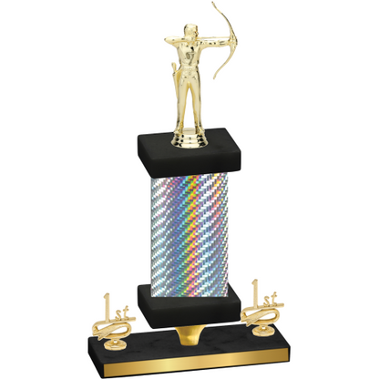 Premium Single Silver Carbon Fiber First Place Archery Trophy