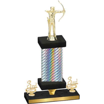 Premium Single Silver Carbon Fiber Third Place Archery Trophy