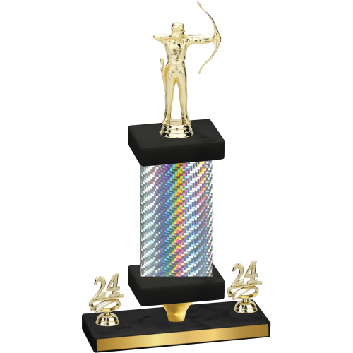 Premium Single Silver Carbon Fiber Year Archery Trophy