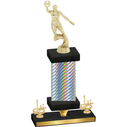 Premium Single Silver Carbon Fiber First Place Basketball Trophy