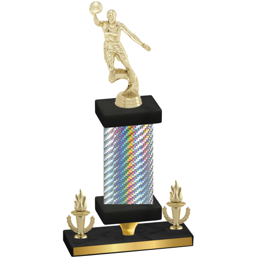 Premium Single Silver Carbon Fiber Victory Basketball Trophy