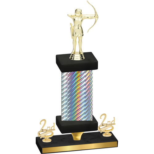 Premium Single Silver Carbon Fiber Second Place Archery Trophy