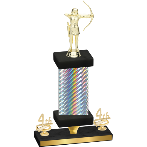 Premium Single Silver Carbon Fiber Fourth Place Archery Trophy