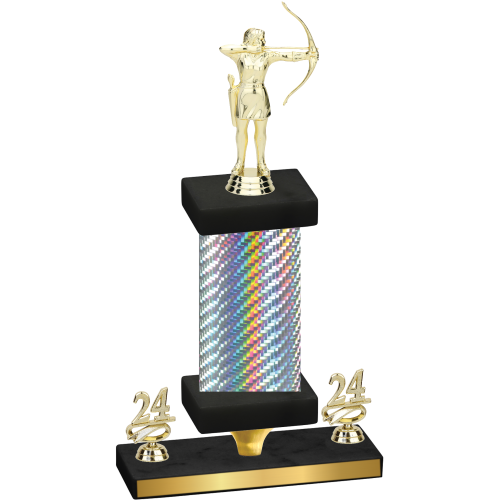 Premium Single Silver Carbon Fiber Year Archery Trophy