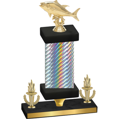 Premium Single Silver Carbon Fiber Victory Fishing Trophy