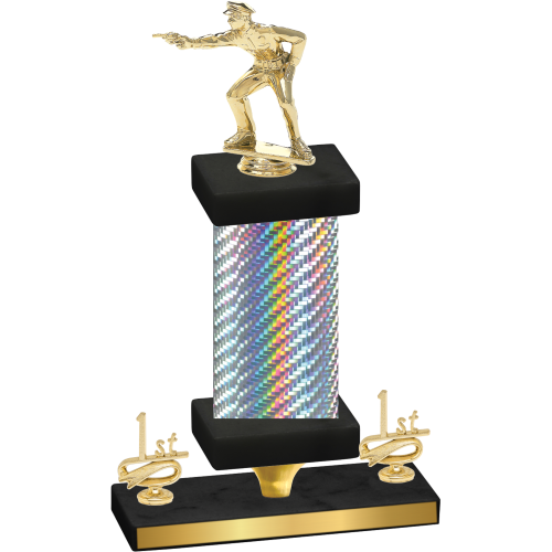 Premium Single Silver Carbon Fiber First Place Shooter Trophy