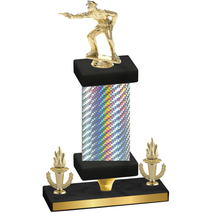 Premium Single Silver Carbon Fiber Victory Shooter Trophy