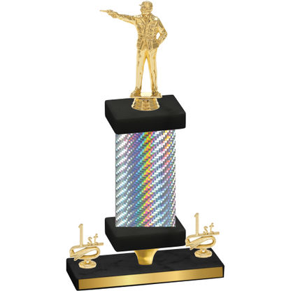 Premium Single Silver Carbon Fiber First Place Shooter Trophy