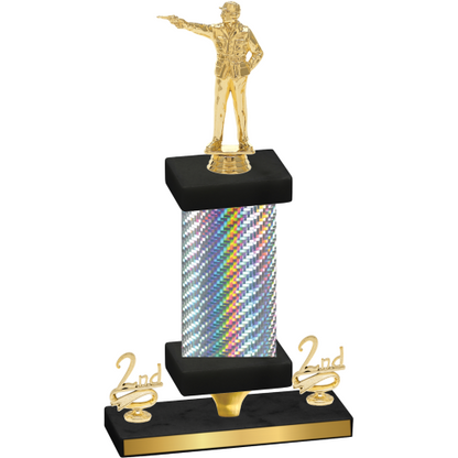 Premium Single Silver Carbon Fiber Second Place Shooter Trophy