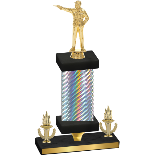 Premium Single Silver Carbon Fiber Victory Shooter Trophy