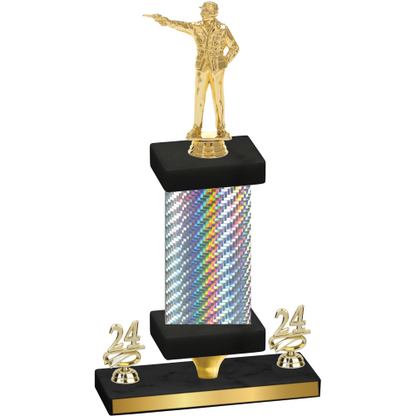 Premium Single Silver Carbon Fiber Year Shooter Trophy