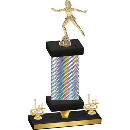 Premium Single Silver Carbon Fiber First Place Skater Trophy