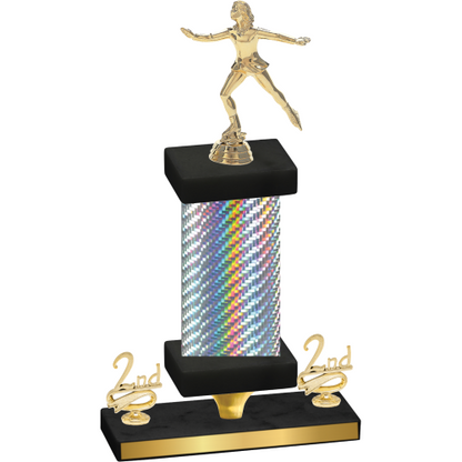 Premium Single Silver Carbon Fiber Second Place Skater Trophy