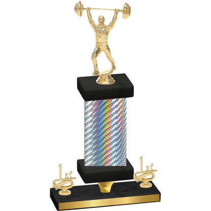 Premium Single Silver Carbon Fiber First Place Weights Trophy