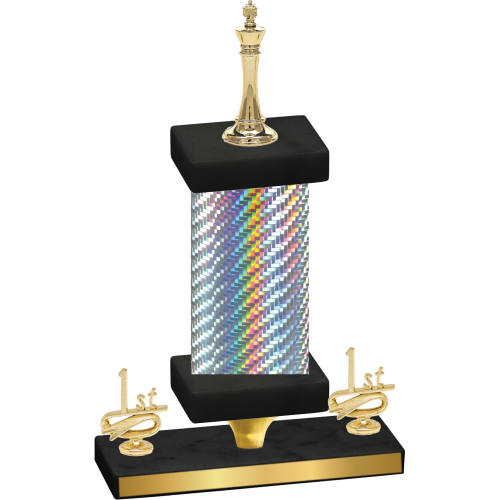 Premium Single Silver Carbon Fiber First Place Chess Trophy