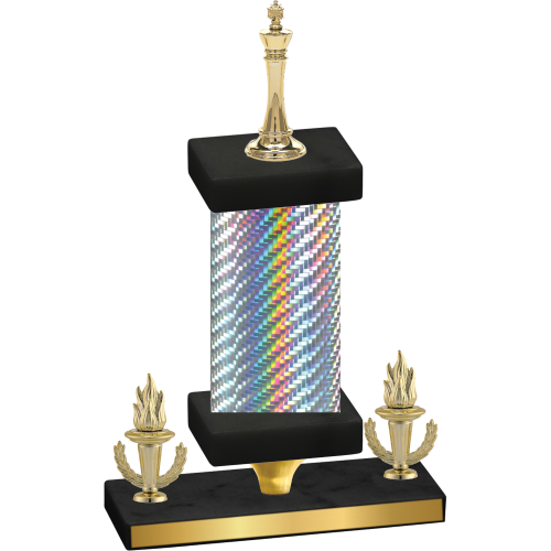 Premium Single Silver Carbon Fiber Victory Chess Trophy