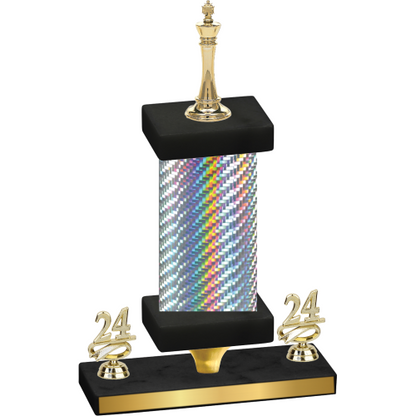 Premium Single Silver Carbon Fiber Year Chess Trophy