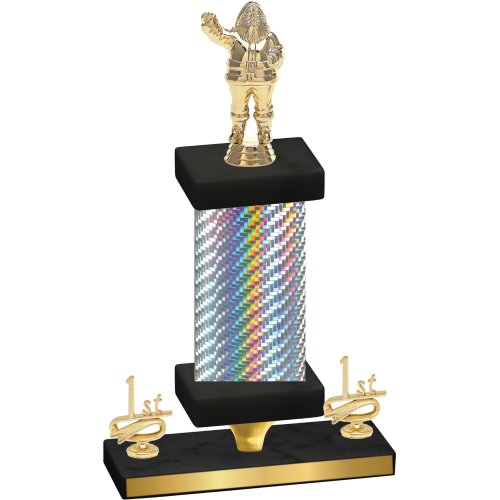 Premium Single Silver Carbon Fiber First Place Holiday Trophy