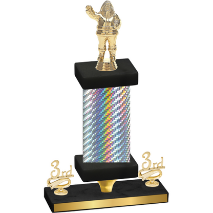 Premium Single Silver Carbon Fiber Third Place Holiday Trophy