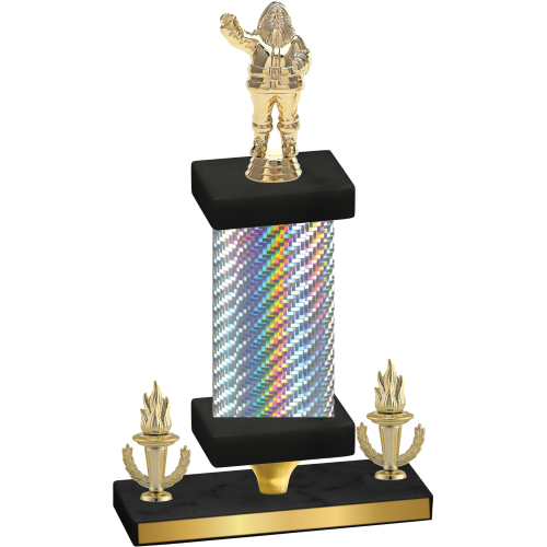 Premium Single Silver Carbon Fiber Victory Holiday Trophy