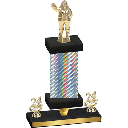 Premium Single Silver Carbon Fiber Year Holiday Trophy