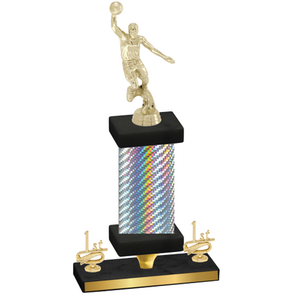 Premium Single Silver Carbon Fiber First Place Basketball Trophy