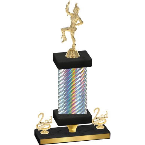 Premium Single Silver Carbon Fiber Second Place Majorette Trophy