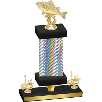 Premium Single Silver Carbon Fiber First Place Fishing Trophy
