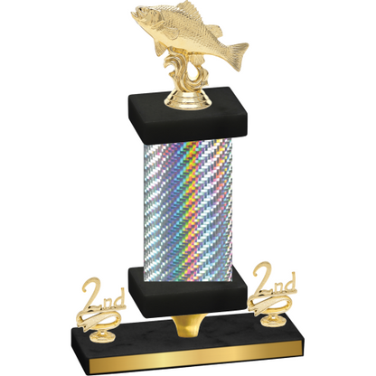 Premium Single Silver Carbon Fiber Second Place Fishing Trophy