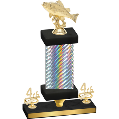 Premium Single Silver Carbon Fiber Fourth Place Fishing Trophy