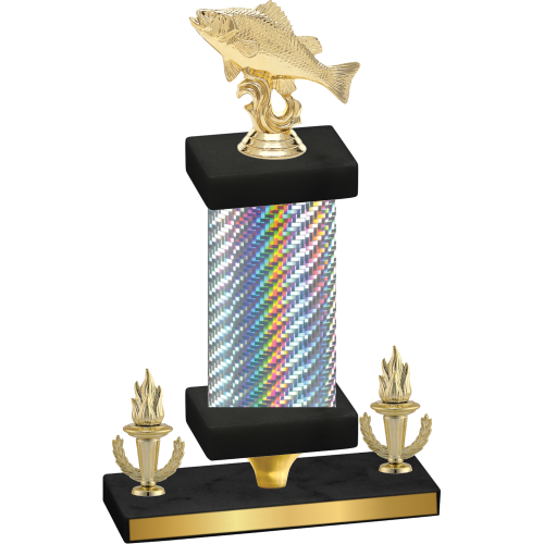 Premium Single Silver Carbon Fiber Victory Fishing Trophy