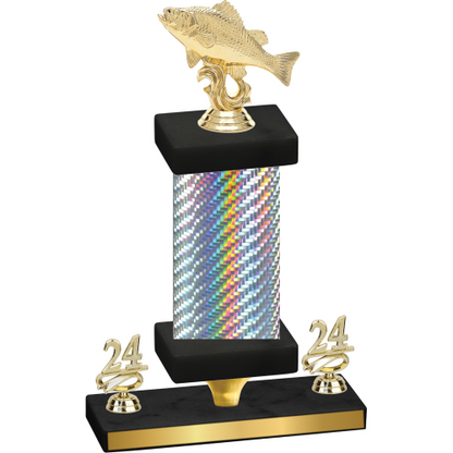 Premium Single Silver Carbon Fiber Year Fishing Trophy