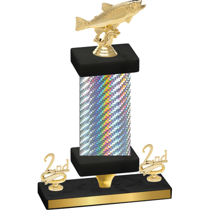 Premium Single Silver Carbon Fiber Second Place Fishing Trophy