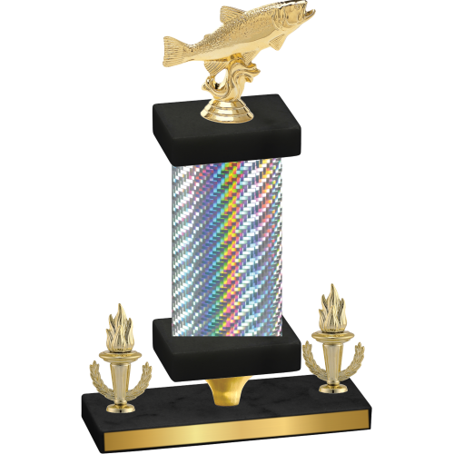 Premium Single Silver Carbon Fiber Victory Fishing Trophy