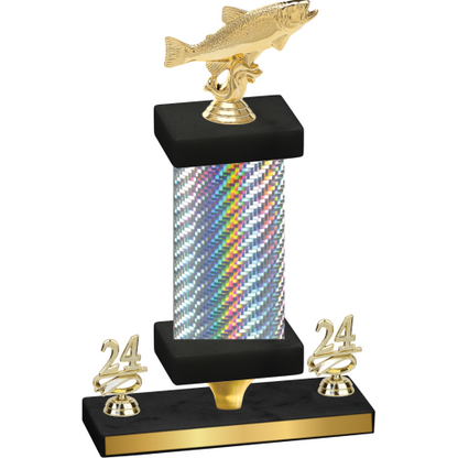 Premium Single Silver Carbon Fiber Year Fishing Trophy