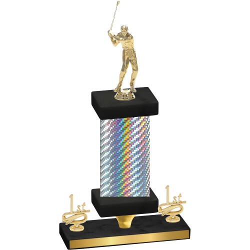 Premium Single Silver Carbon Fiber First Place Golf Trophy